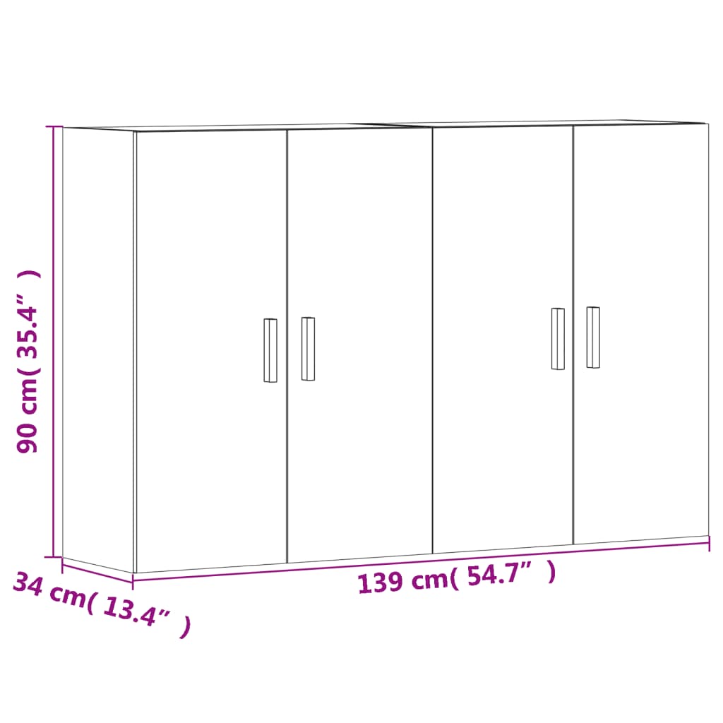 Wall Mounted Cabinets 2 pcs Brown Oak Engineered Wood