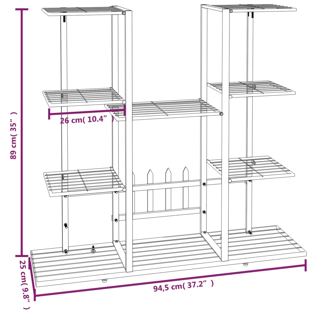 Flower Stand 37.2"x9.8"x35" White Iron