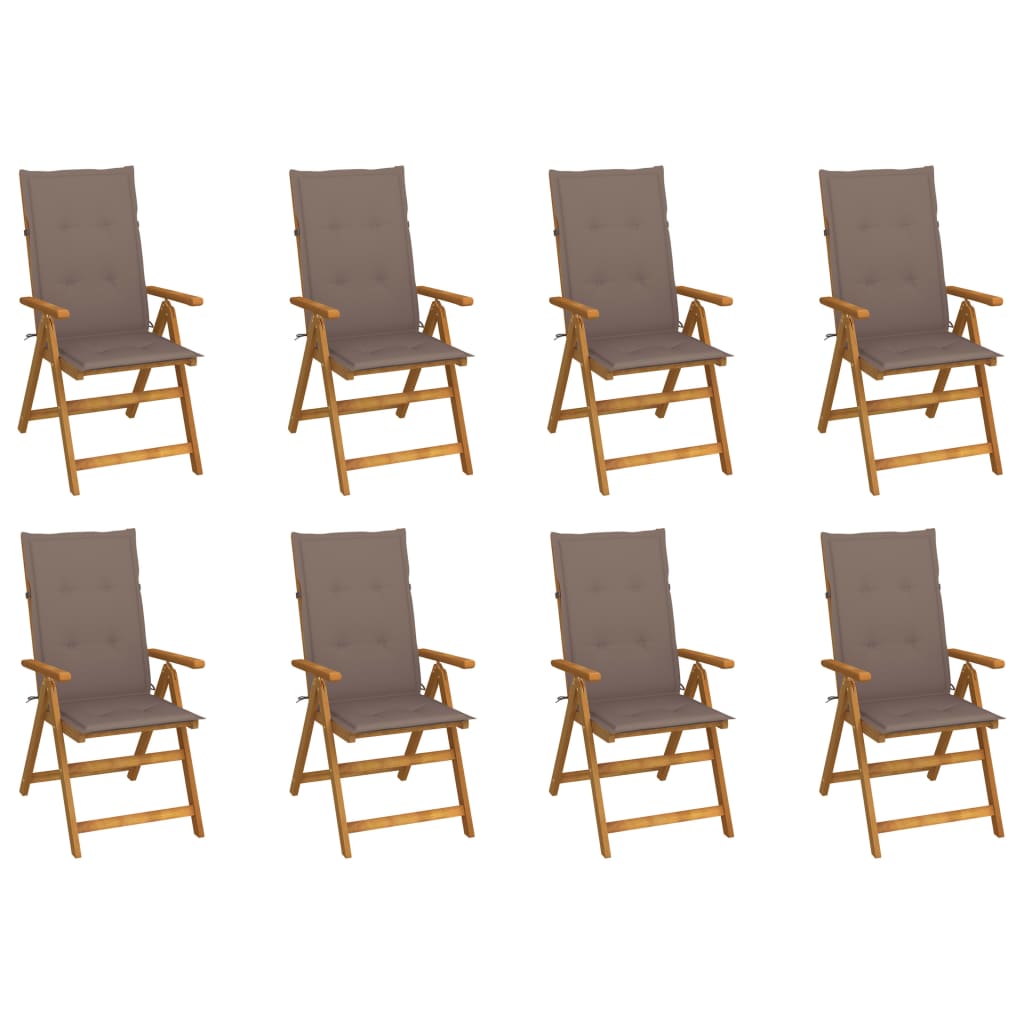 Folding Patio Chairs with Cushions 8 pcs Solid Acacia Wood