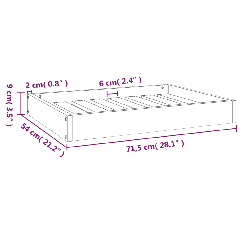 Dog Bed White 28.1"x21.3"x3.5" Solid Wood Pine