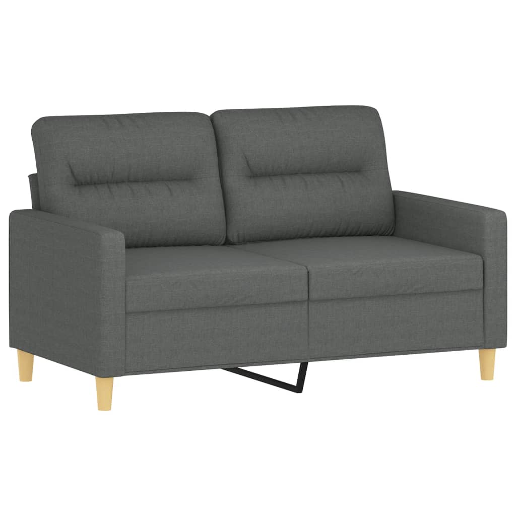 2 Piece Sofa Set with Pillows Dark Gray Fabric