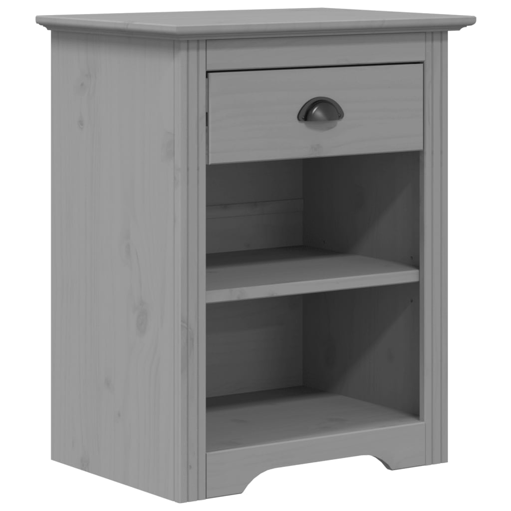 Bedside Cabinet BODO Gray 20.9"x15.2"x26.4" Solid Wood Pine