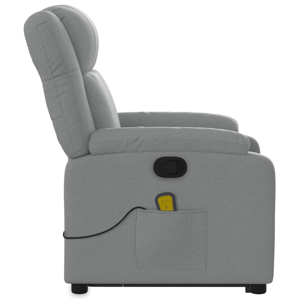 Stand up Massage Recliner Chair Light Gray Fabric