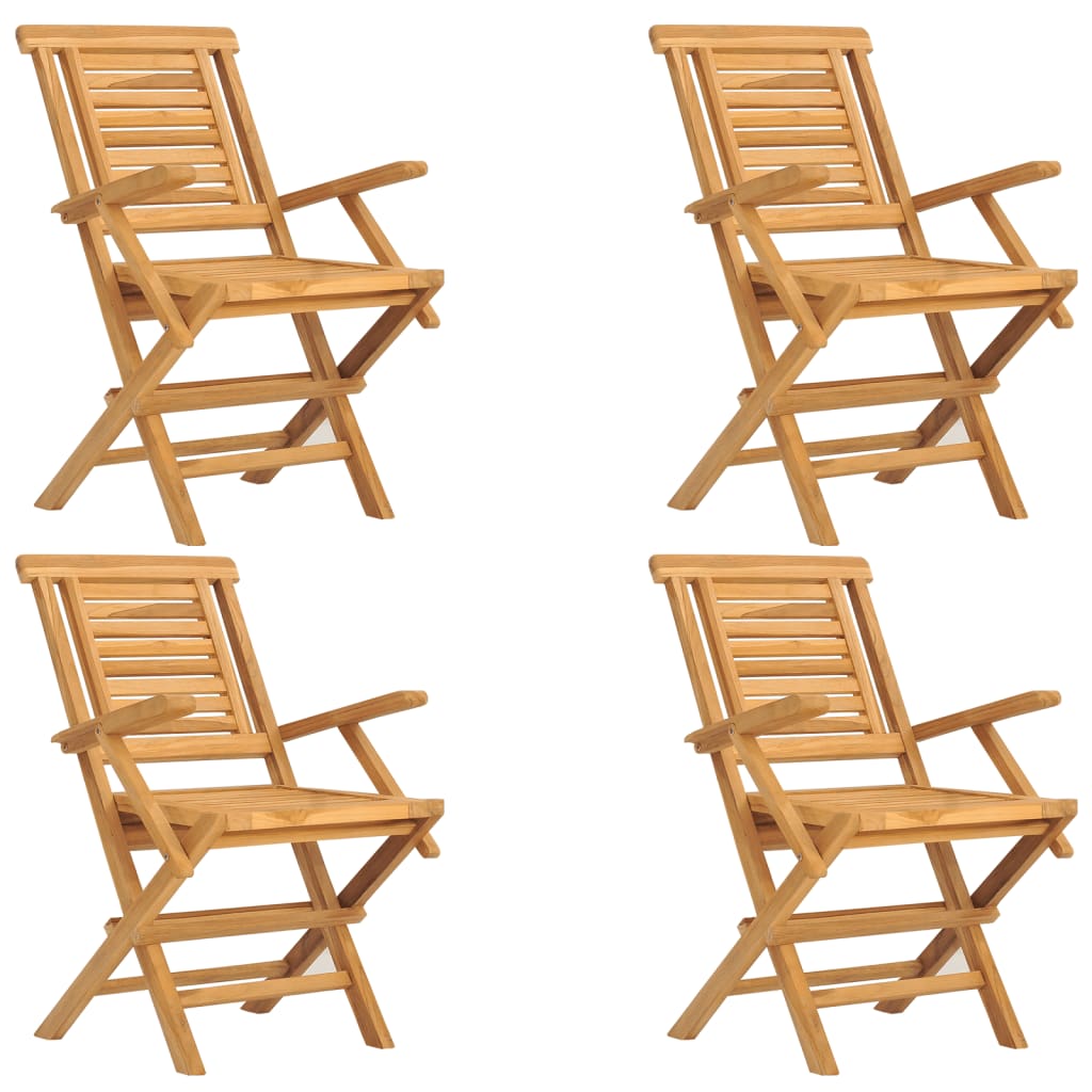 Folding Patio Chairs 4 pcs 22"x24.8"x35.4" Solid Wood Teak