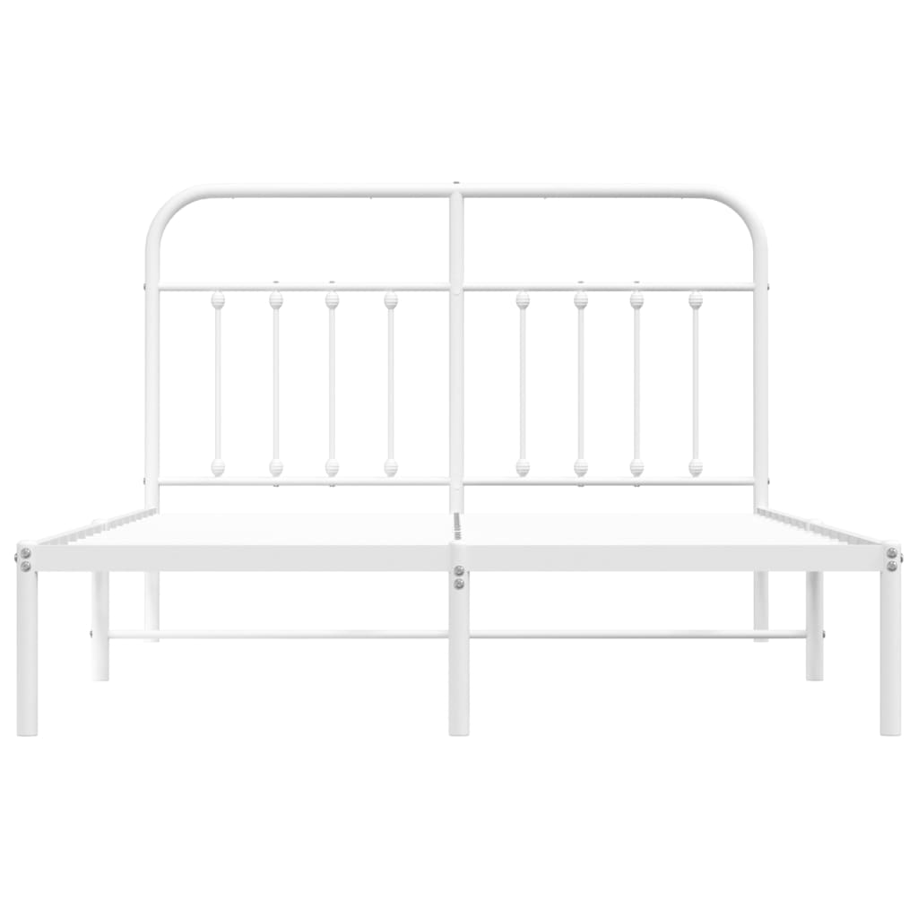 Metal Bed Frame without Mattress with Headboard White 59.1"x78.7"