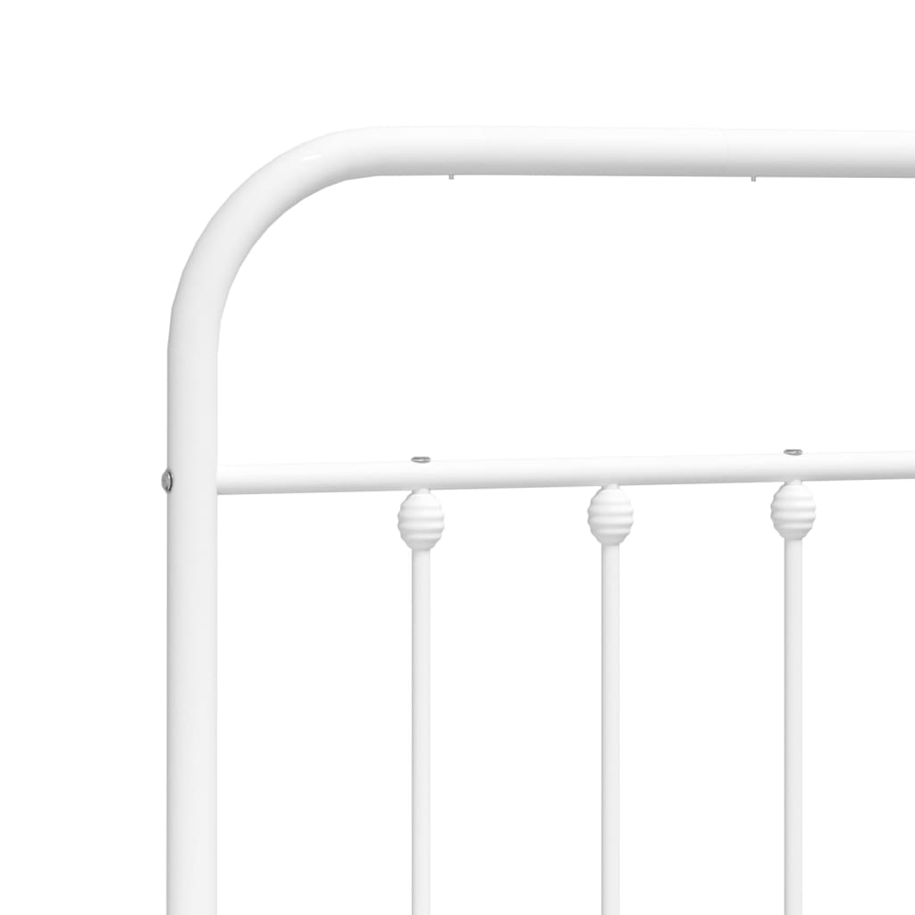 Metal Bed Frame without Mattress with Headboard White 53.1"x74.8"