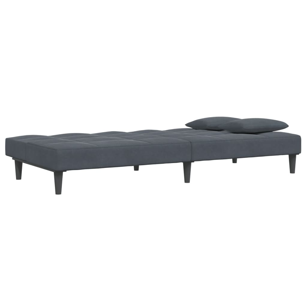 2-Seater Sofa Bed with Footstool Dark Gray Velvet