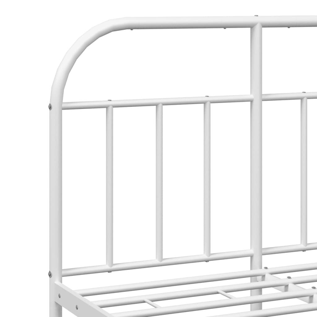 Metal Bed Frame without Mattress with Headboard White 53.1"x74.8"