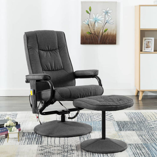 Massage Recliner with Footrest Dark Gray Fabric