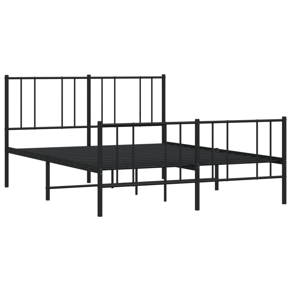 Metal Bed Frame without Mattress with Footboard Black 53.1"x74.8"