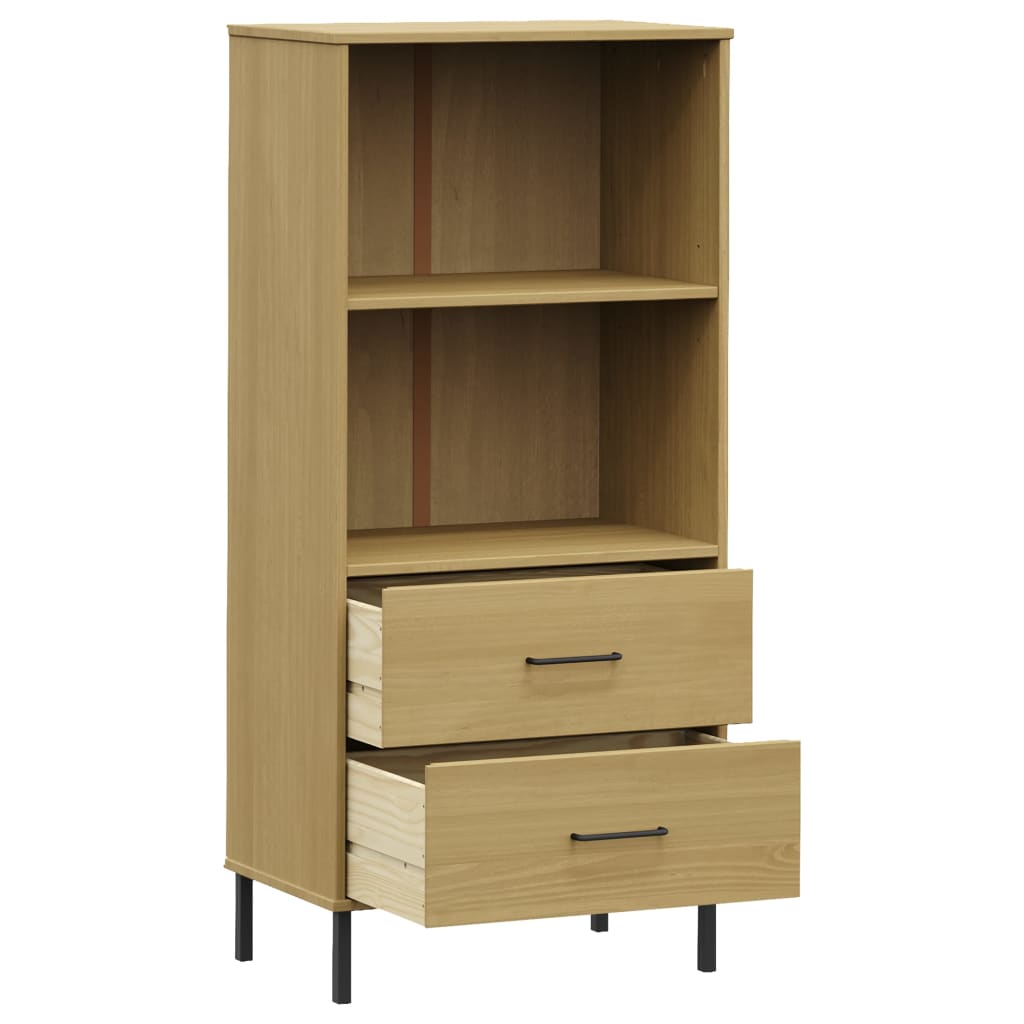 Bookcase with 2 Drawers Brown 23.6"x13.8"x50.6" Solid Wood OSLO