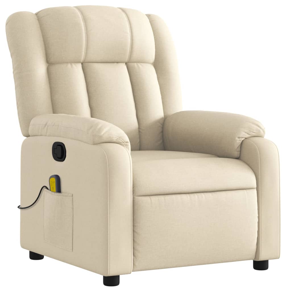 Massage Recliner Chair Cream Fabric