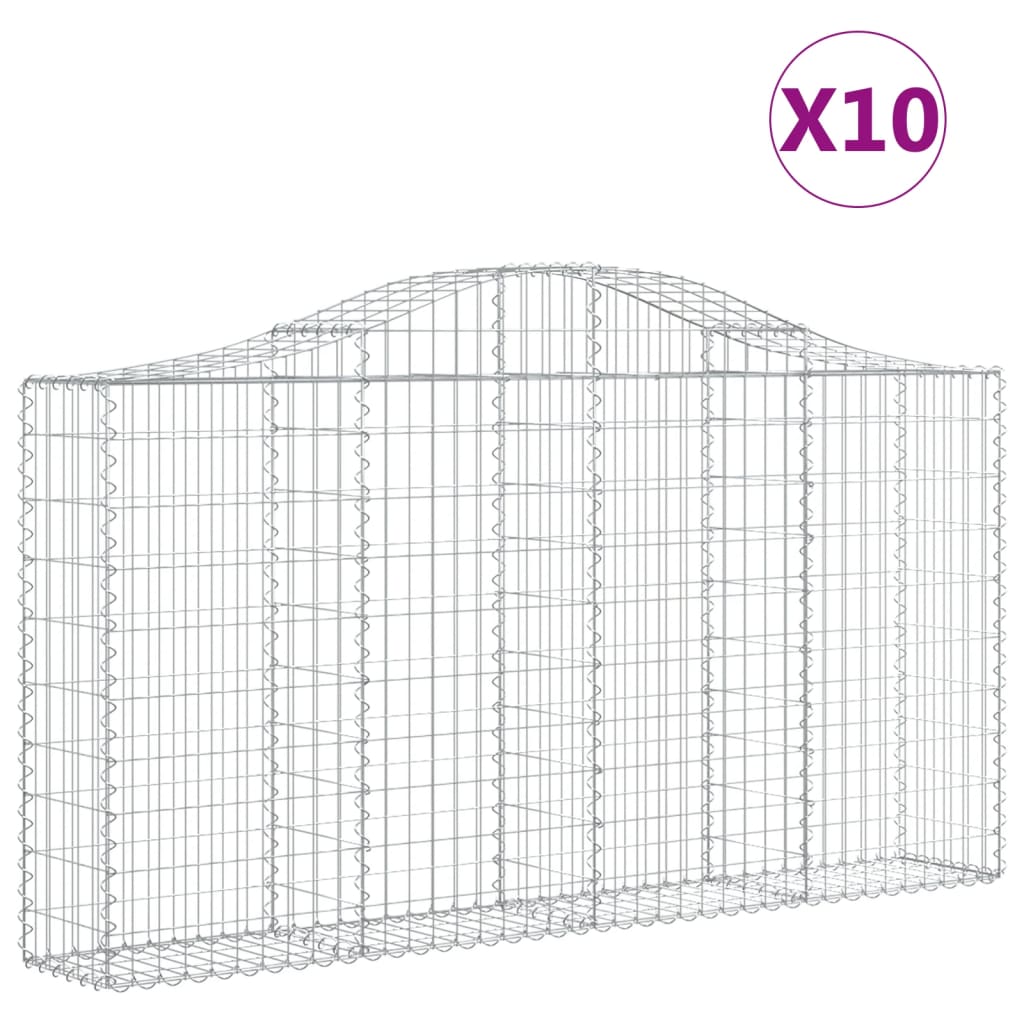 Arched Gabion Baskets 10 pcs 78.7"x11.8"x39.4"/47.2" Galvanized Iron