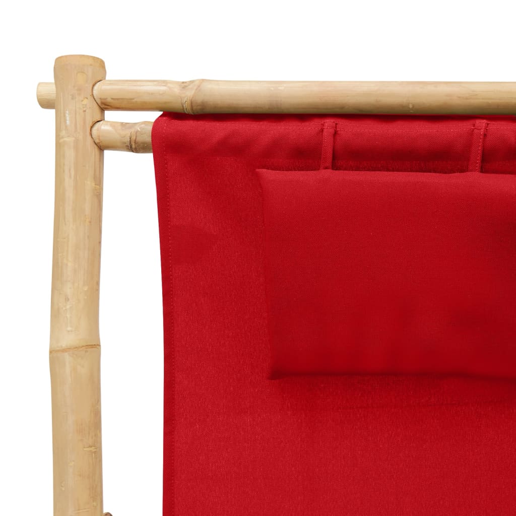 Deck Chair Bamboo and Canvas Red