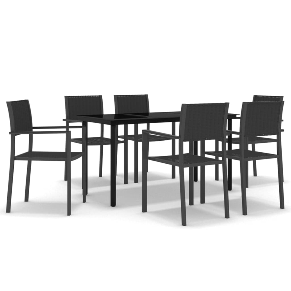 7 Piece Patio Dining Set Black