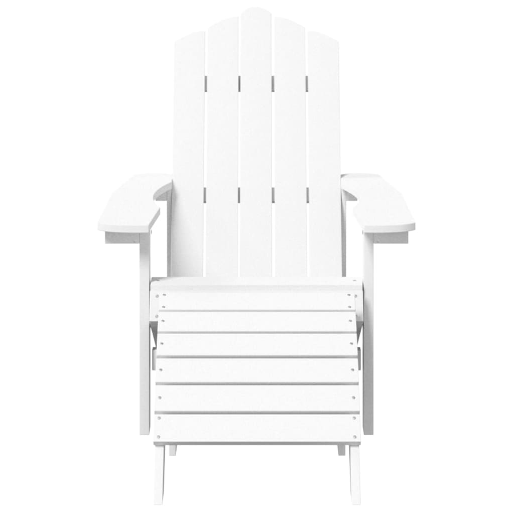 Patio Adirondack Chair with Footstool HDPE White