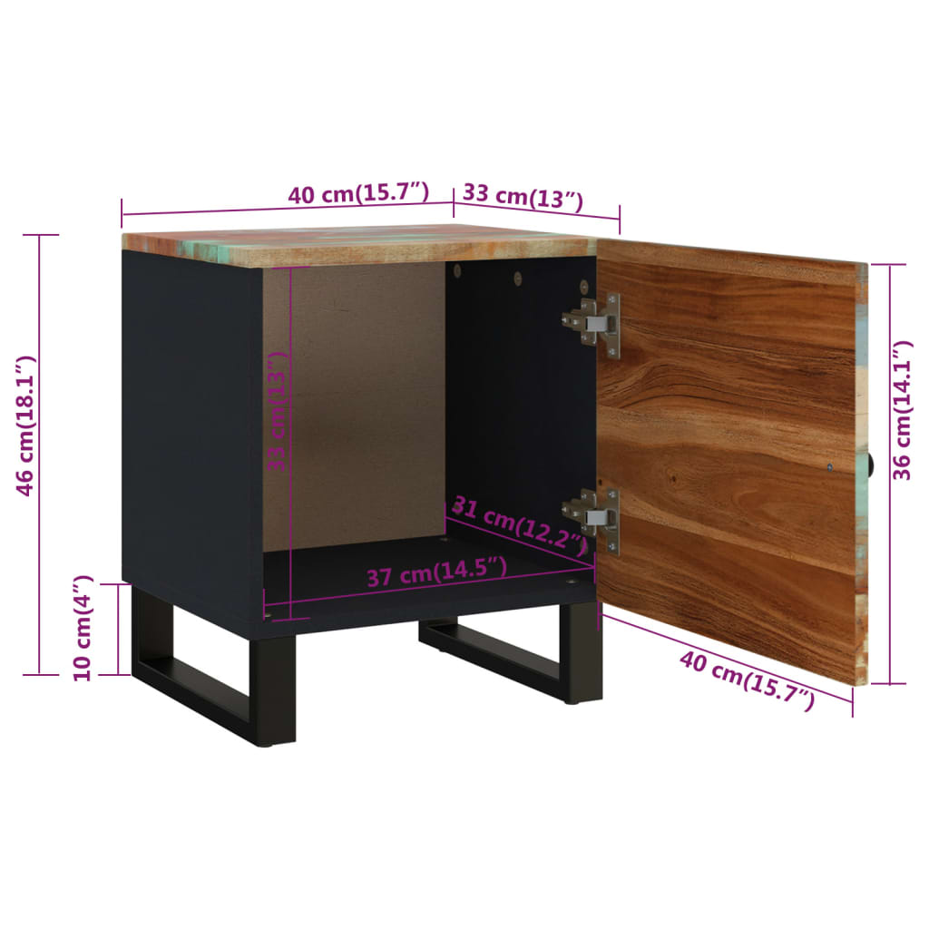 Bedside Cabinet 15.7"x13"x18.1" Solid Wood Reclaimed