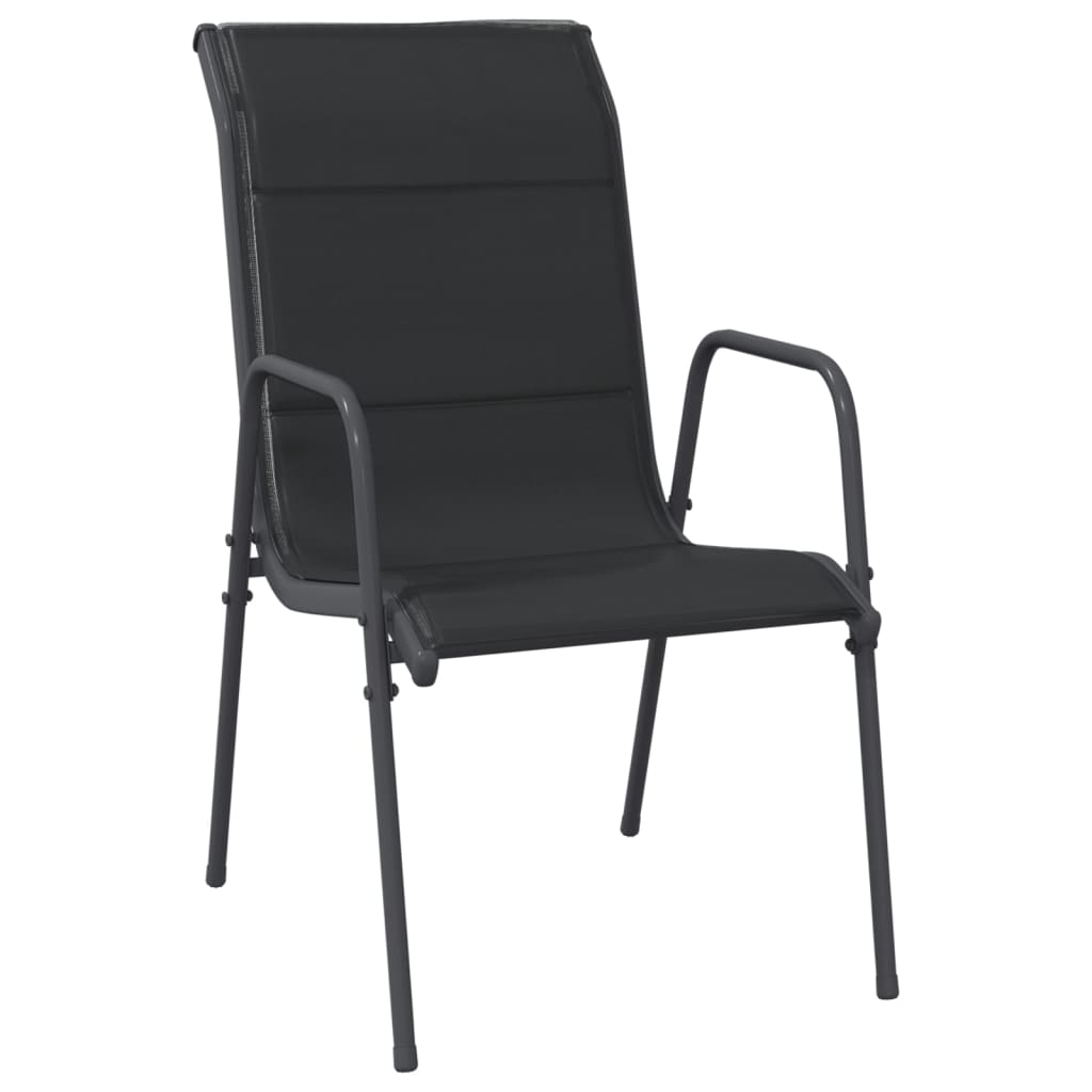 Patio Chairs 4 pcs Steel and Textilene Black