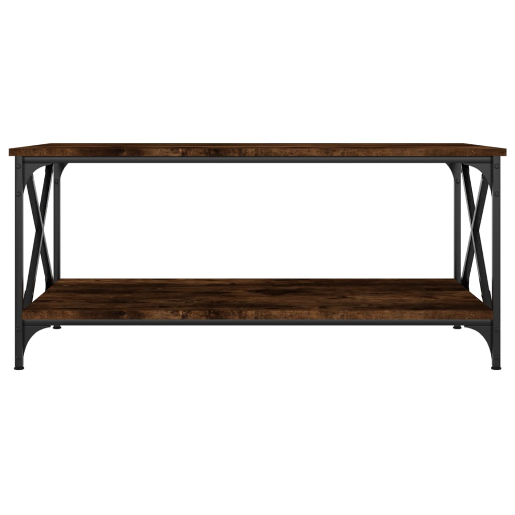 Coffee Table Smoked Oak 39.4"x19.7"x17.7" Engineered Wood and Iron