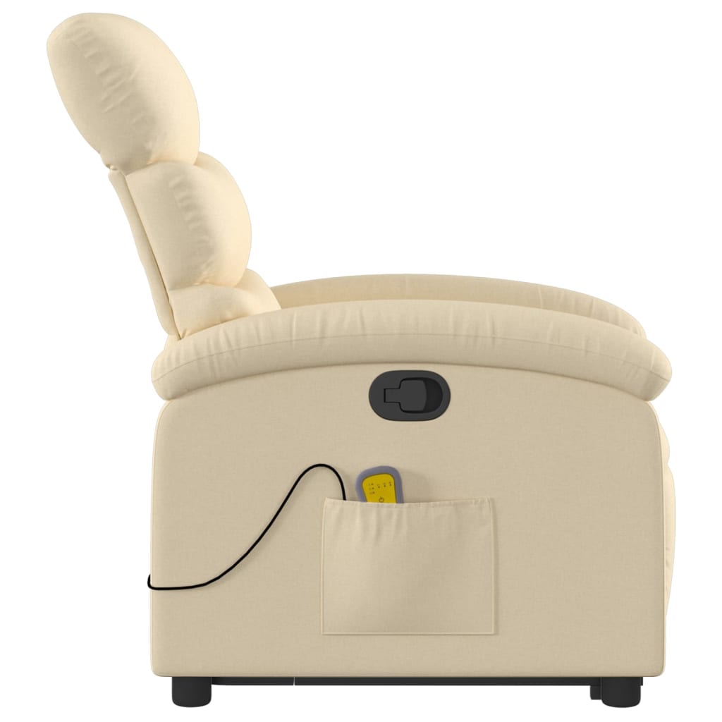 Stand up Massage Recliner Chair Cream Fabric