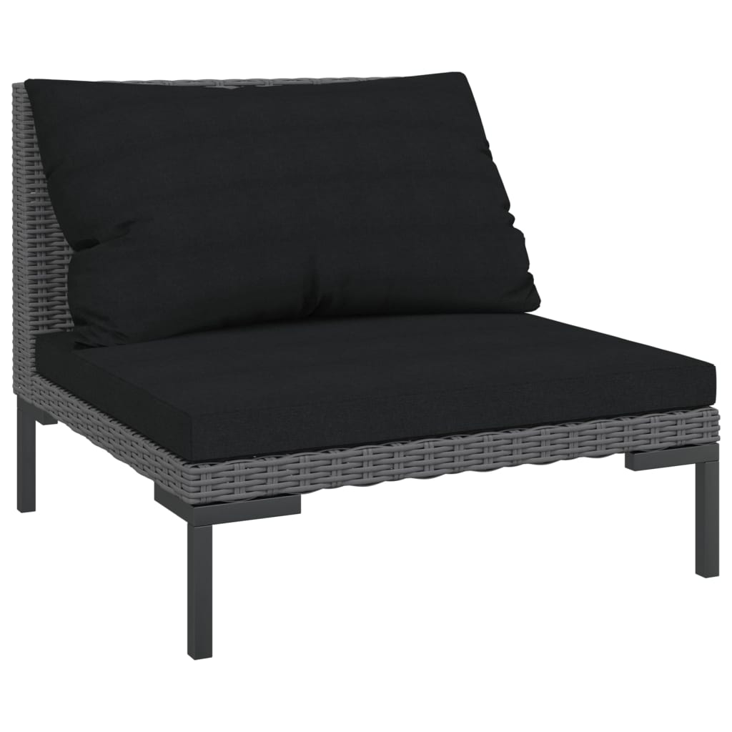 6 Piece Patio Lounge Set with Cushions Poly Rattan Dark Gray