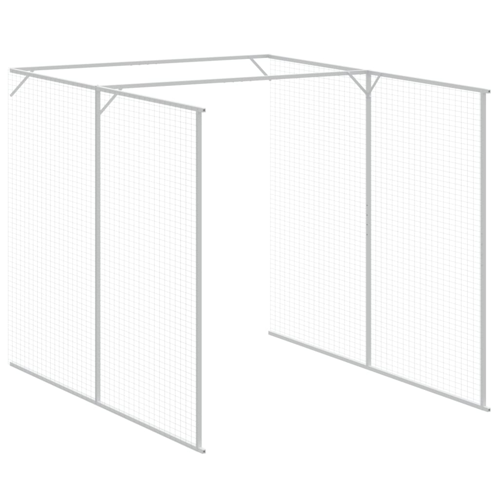 Dog House with Run Light Gray 65"x259.4"x71.3" Galvanized Steel