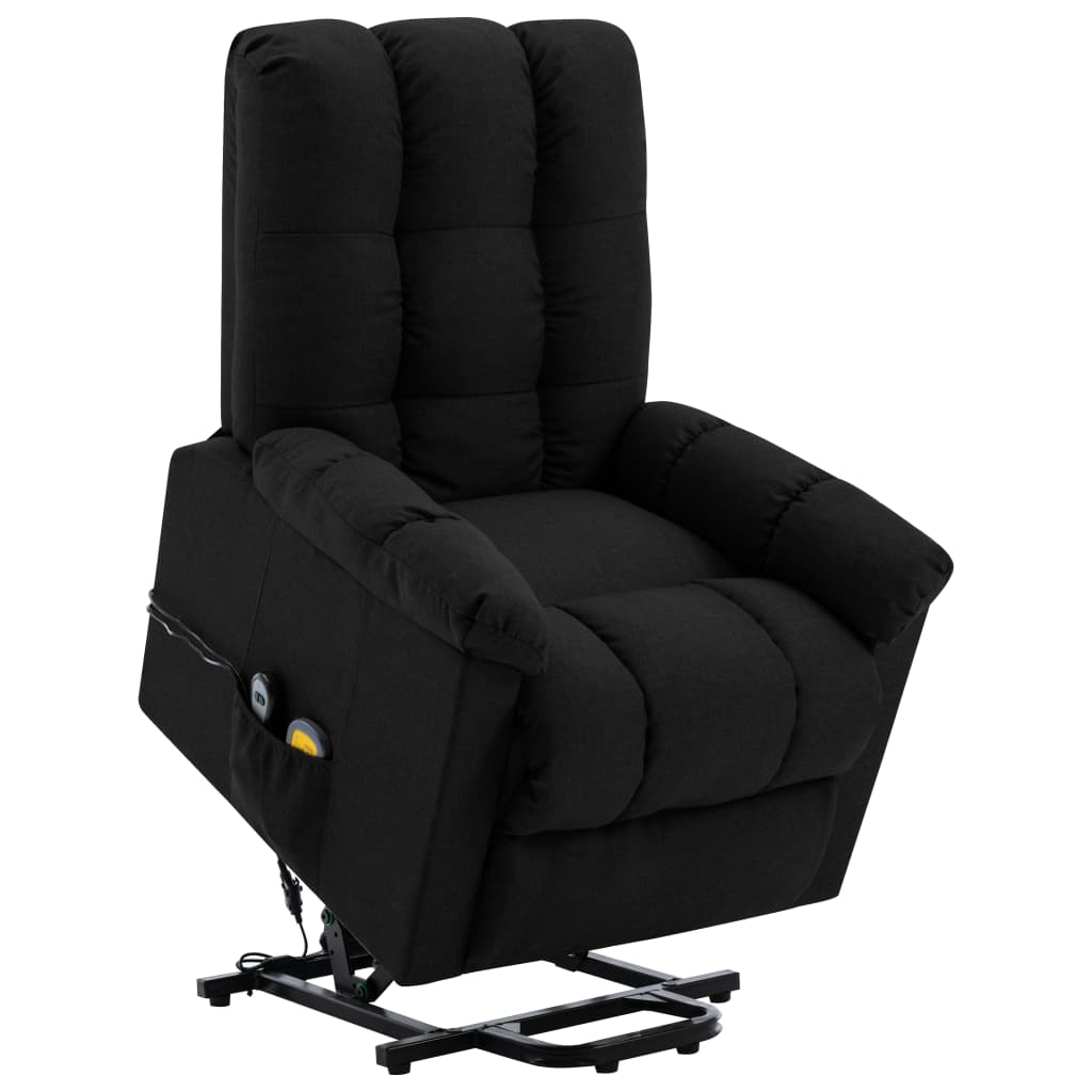 Power Lift Massage Recliner Black Fabric