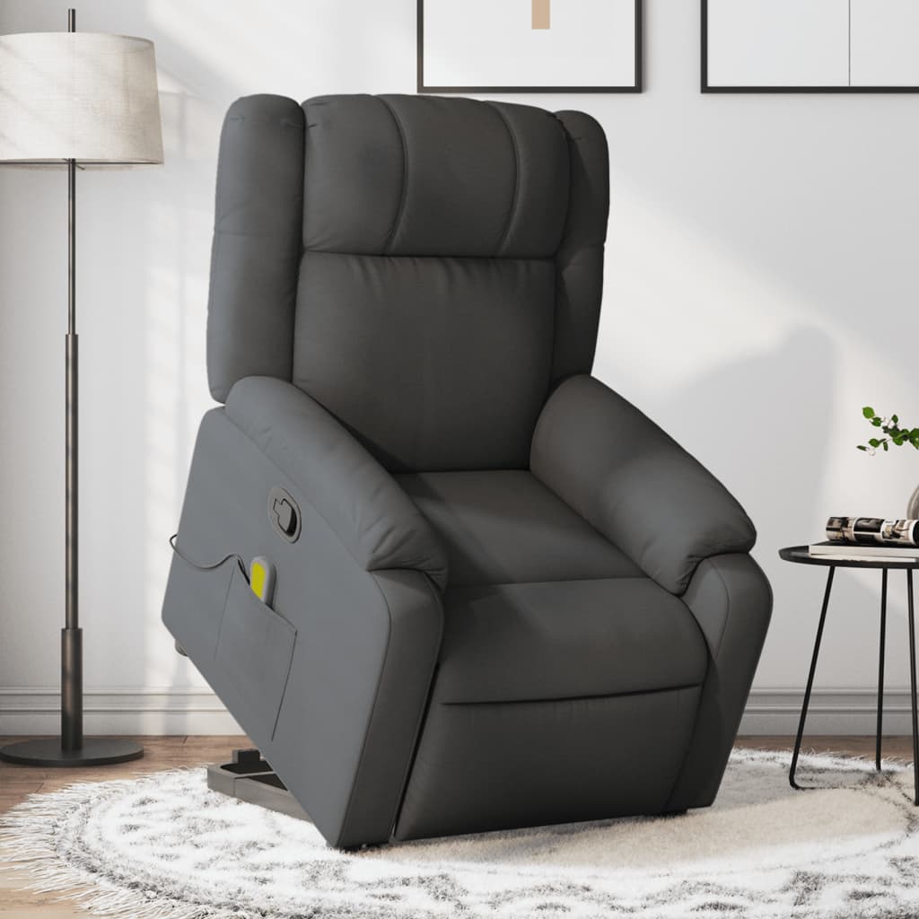 Stand up Massage Recliner Chair Dark Gray Fabric