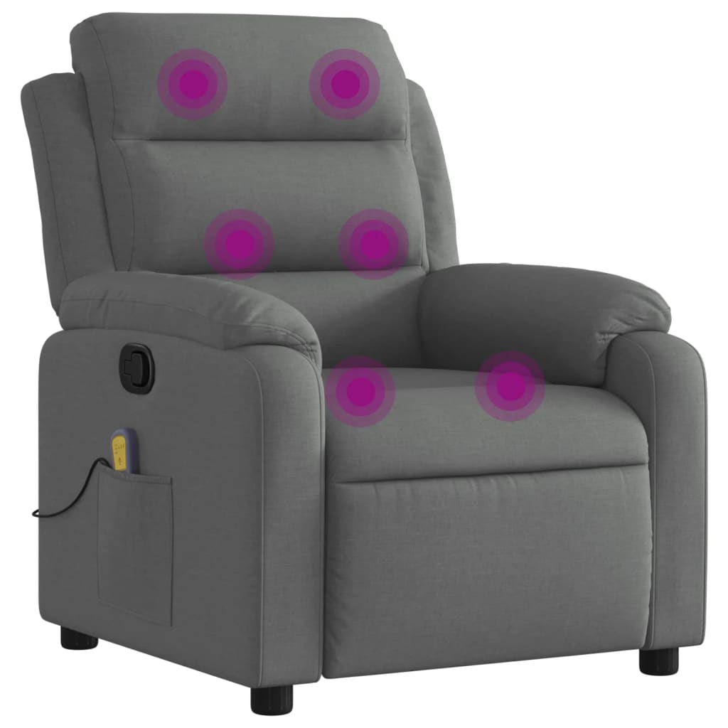 Massage Recliner Chair Dark Gray Fabric