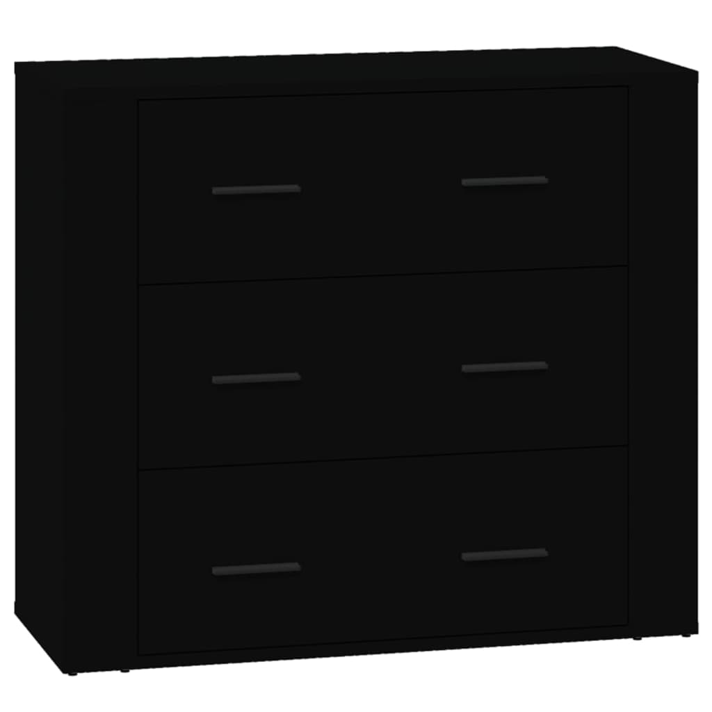 Sideboards 3 pcs Black Engineered Wood