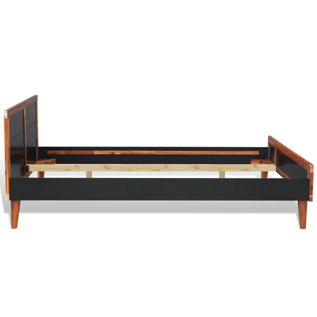 Bed Frame without Mattress Black Solid Acacia Wood 55.1"x78.7"