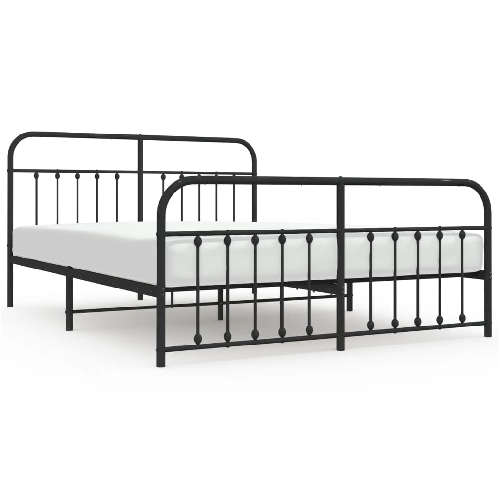 Metal Bed Frame without Mattress with Footboard Black 72"x83.9"