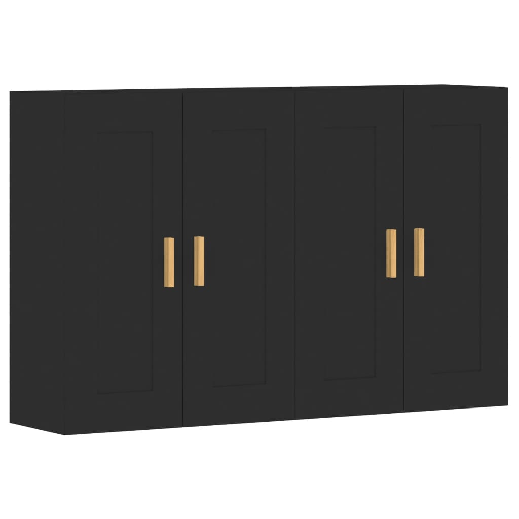 Wall Mounted Cabinets 2 pcs Black Engineered Wood