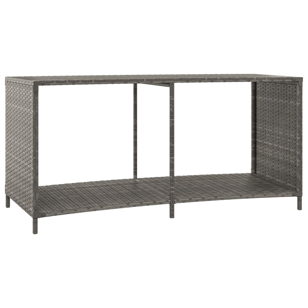 Storage Shelves 2 pcs Gray Poly Rattan