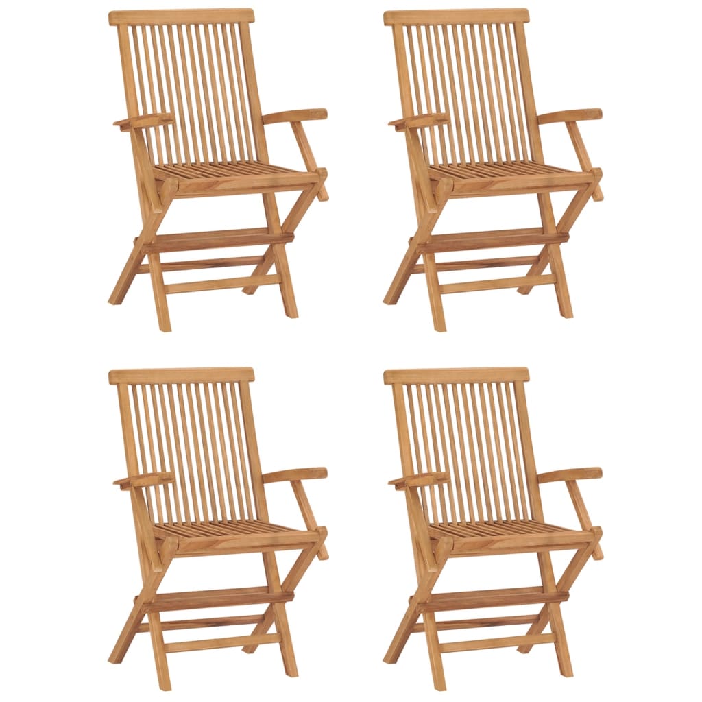 5 Piece Folding Patio Dining Set Solid Wood Teak