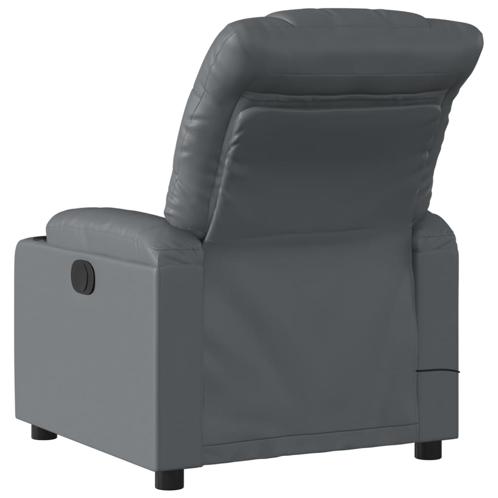 Massage Recliner Chair Gray Faux Leather