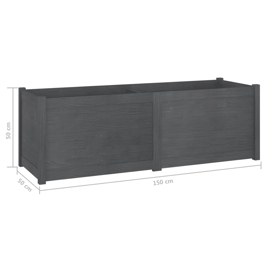 Garden Planter Gray 59.1"x19.7"x19.7" Solid Wood Pine