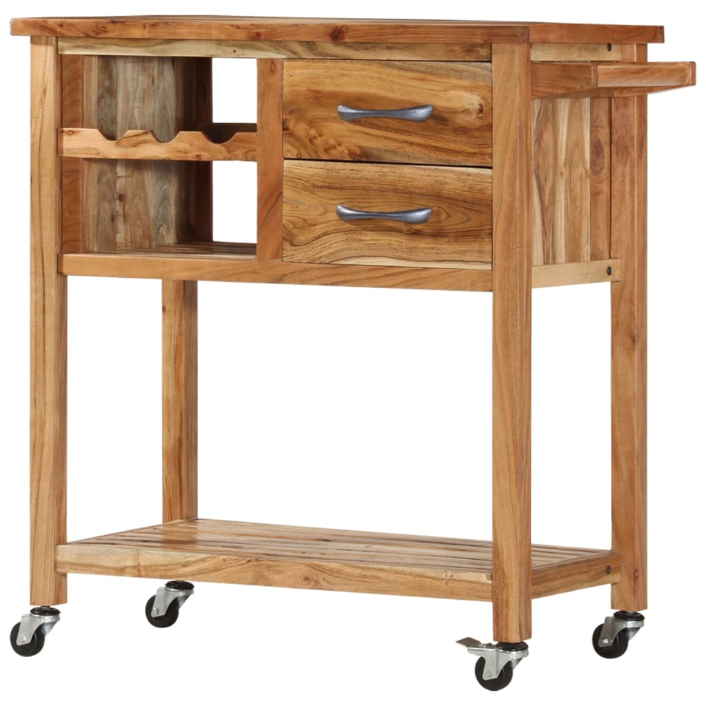 Kitchen Trolley 31.5"x17.7"x35.8" Solid Wood Acacia