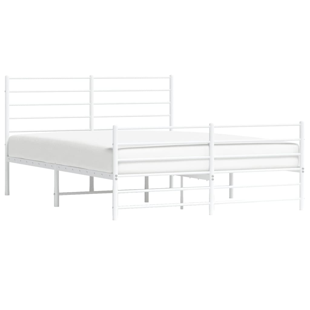 Metal Bed Frame without Mattress with Footboard White 53.1"x74.8"