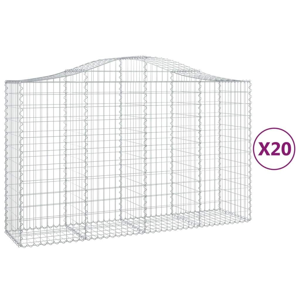 Arched Gabion Baskets 20 pcs 78.7"x19.7"x47.2"/55.1" Galvanized Iron