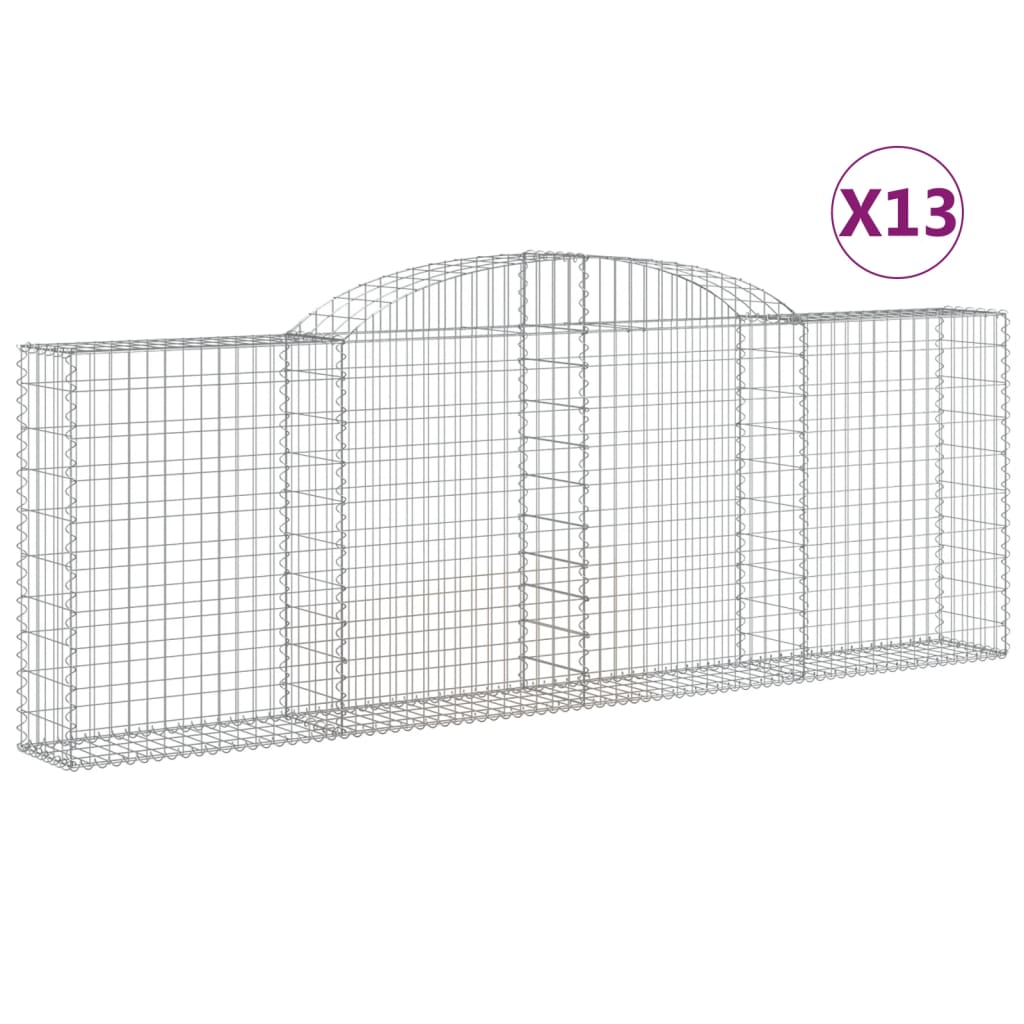 Arched Gabion Baskets 13 pcs 118.1"x11.8"x39.4"/47.2" Galvanized Iron