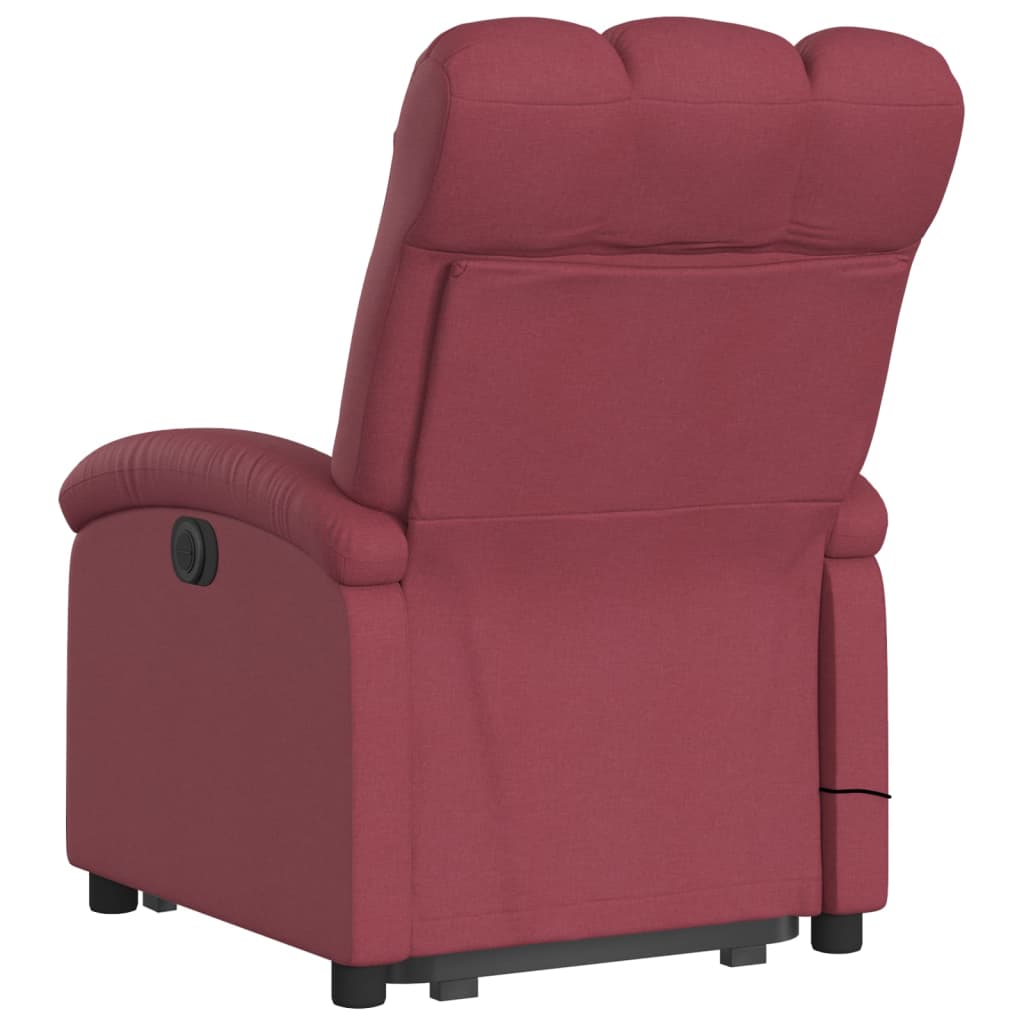 Stand up Massage Recliner Chair Wine Red Fabric