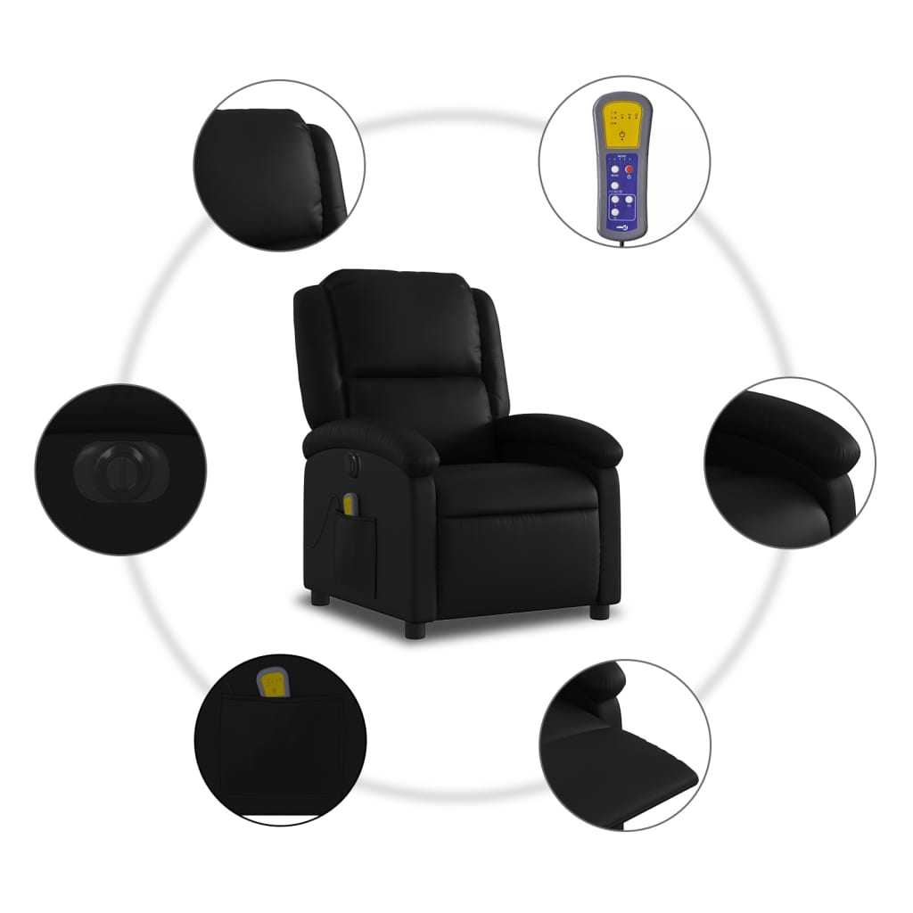 Electric Massage Recliner Chair Black Faux Leather