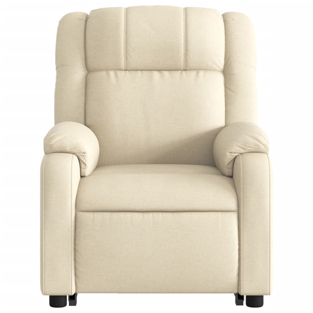 Electric Stand up Massage Recliner Chair Cream Fabric