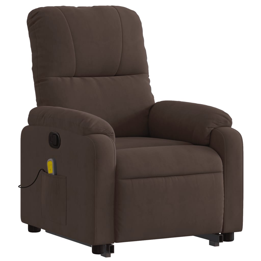 Stand up Massage Recliner Chair Brown Microfiber Fabric