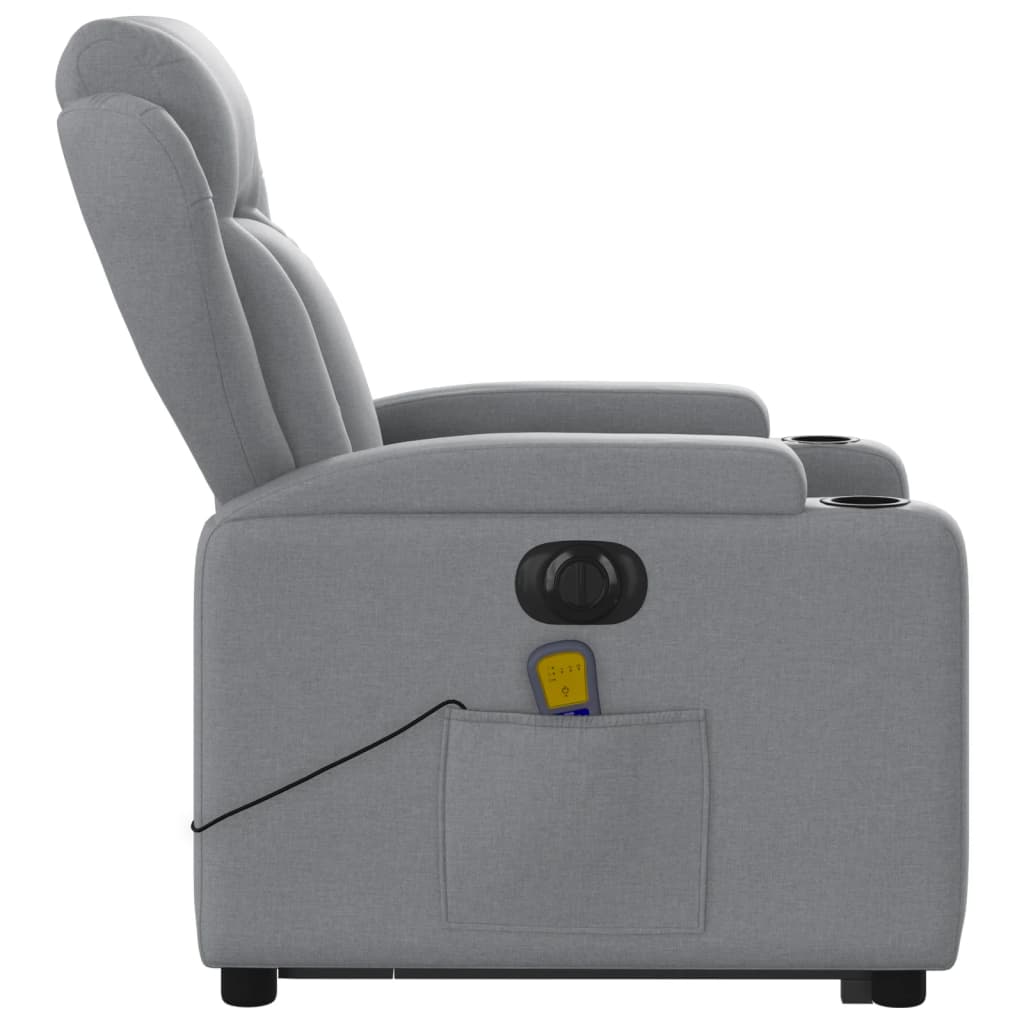 Electric Stand up Massage Recliner Chair Light Gray Fabric