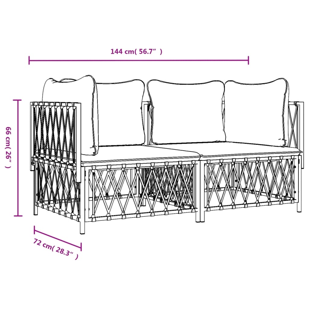 2 Piece Patio Lounge Set with Cushions Anthracite Steel