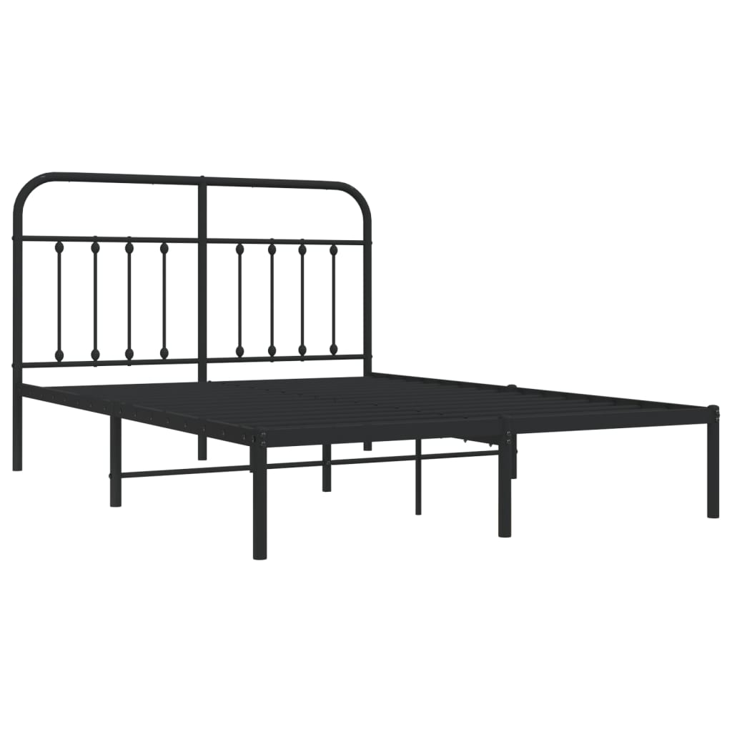 Metal Bed Frame without Mattress with Headboard Black 59.1"x78.7"