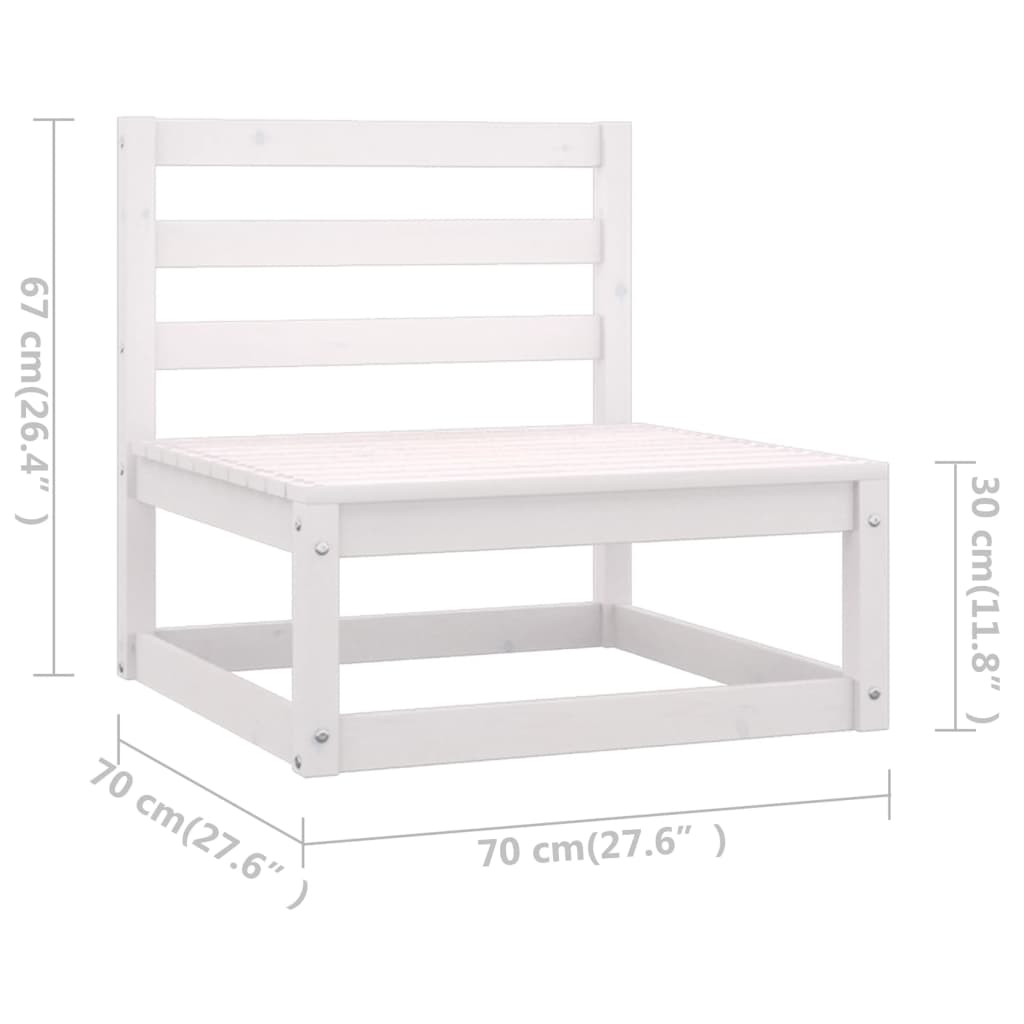 4 Piece Patio Lounge Set White Solid Pinewood