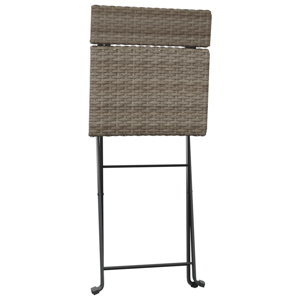 Folding Bistro Chairs 2 pcs Gray Poly Rattan and Steel